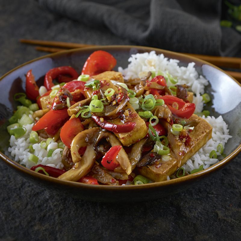 2 20 Suess Saurer Tofu Mit Paprika Austernpilzen Und Basmatireis 1600x1600px 55dda3f6