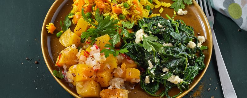 6 23 Wuerziges Kuerbisgem%C3%BCse Mit Spinat Und Savoury Rice 1920x760px F5cfef82