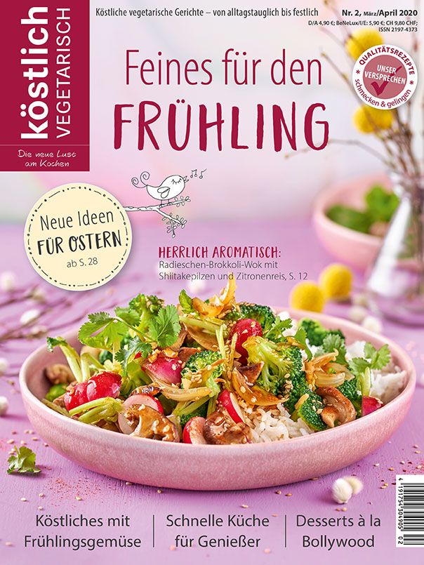 Kochzeitschrift Koestlich Vegetarisch Feines Fuer Den Fruehling Kv 2 2020 Titelseite Gross 72dpi Rgb 604x805px K5 11967f5b