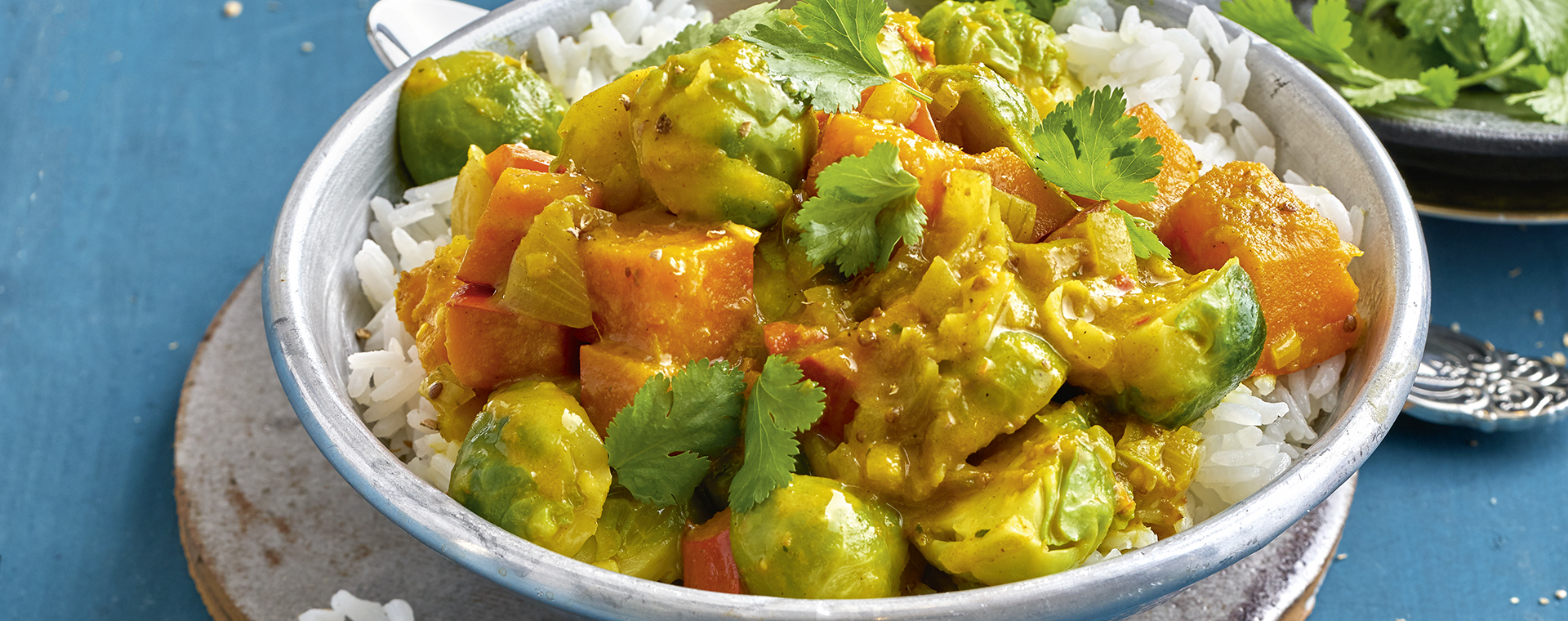 1 20 Rosenkohl Curry Bollywood Mit Basmatireis 1920x760px