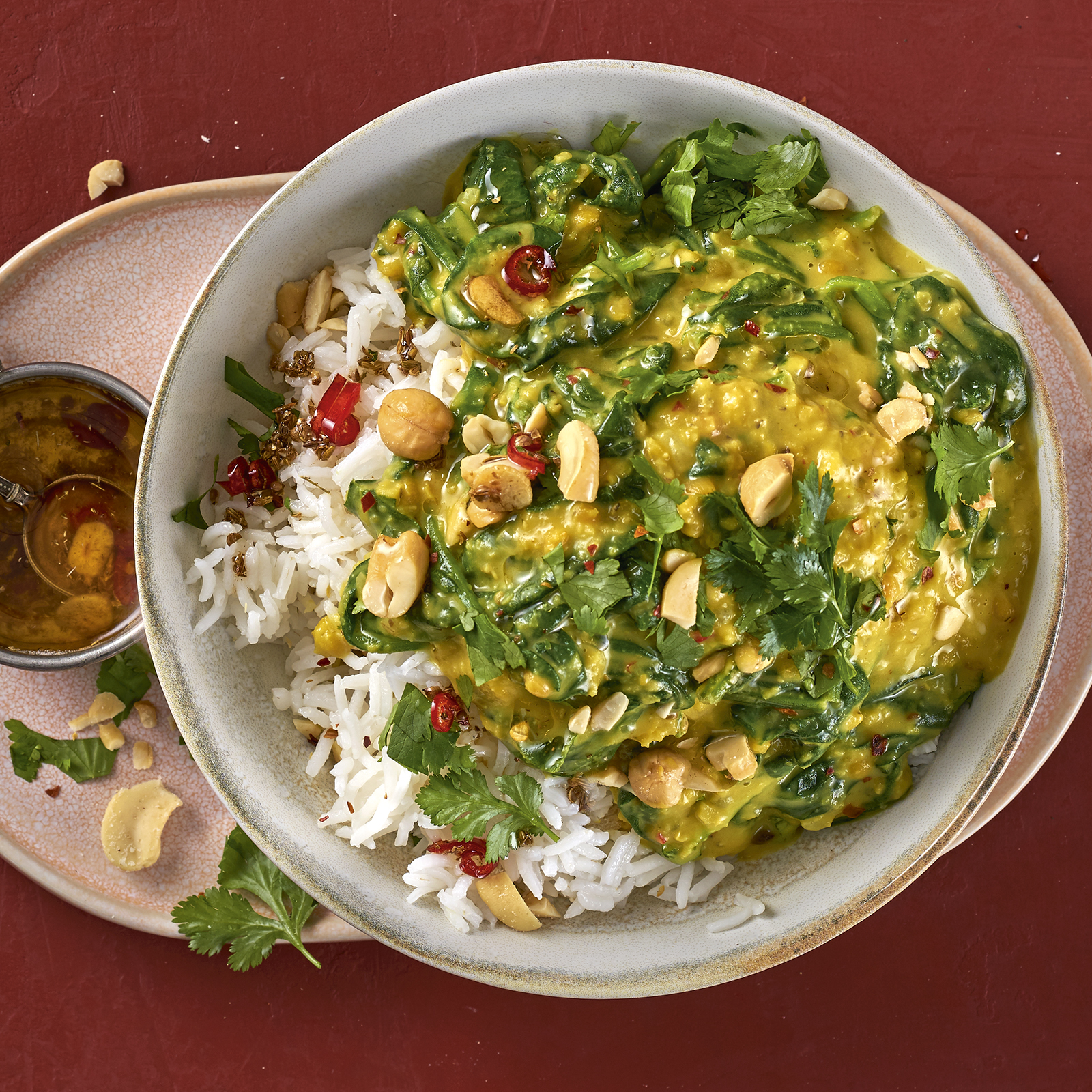 1 21 Spinat Dal Mit Basmatireis Und Gewuerzoel 1600x1600px