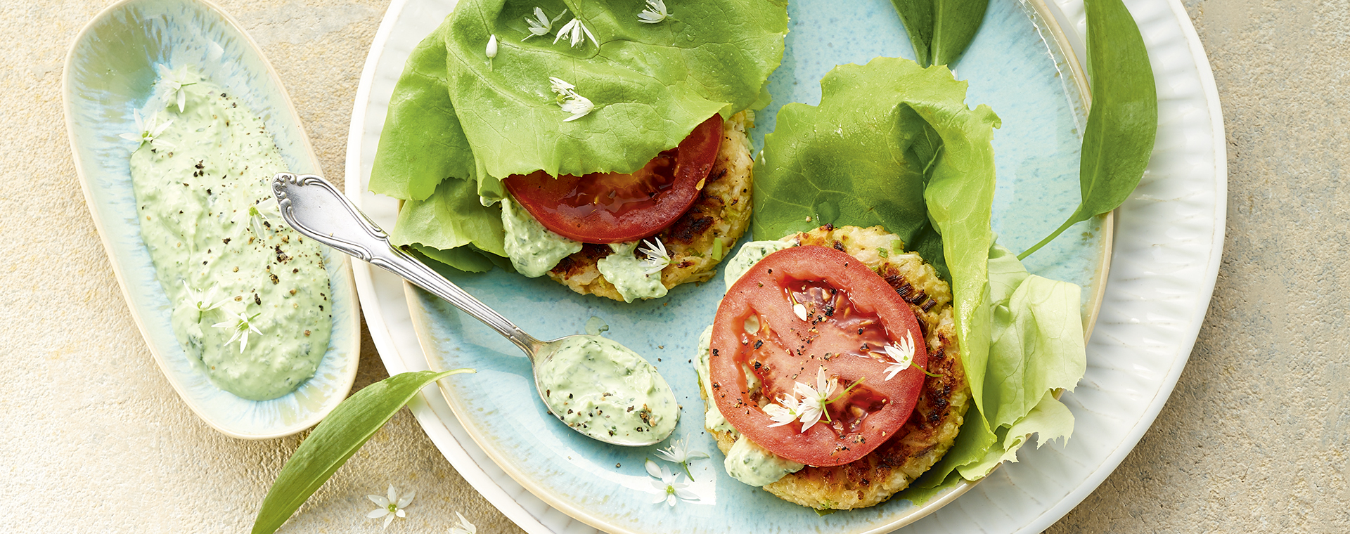 2 21 Blumenkohlbratlinge Im Salatblatt Mit Baerlauchdip 1920x760px