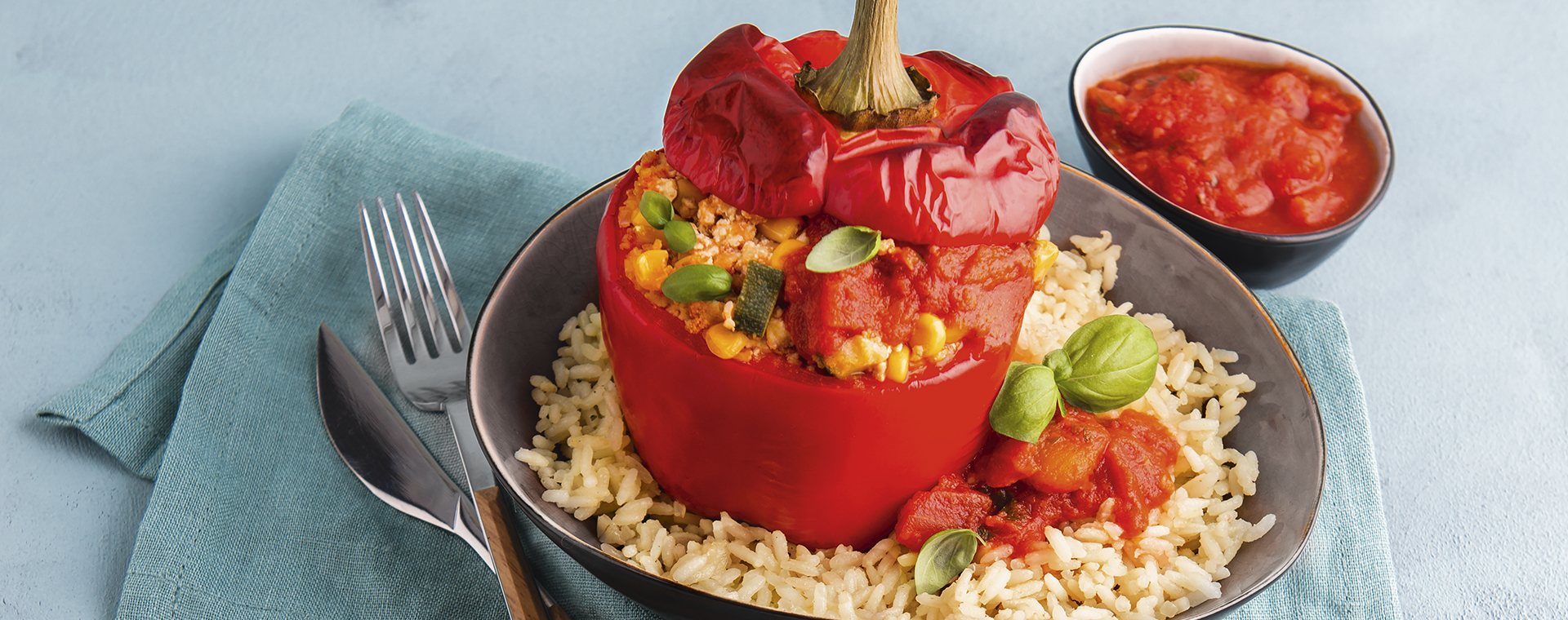 3 21 Gefuellte Paprika Mit Reis Und Tomatensosse 1920x760px