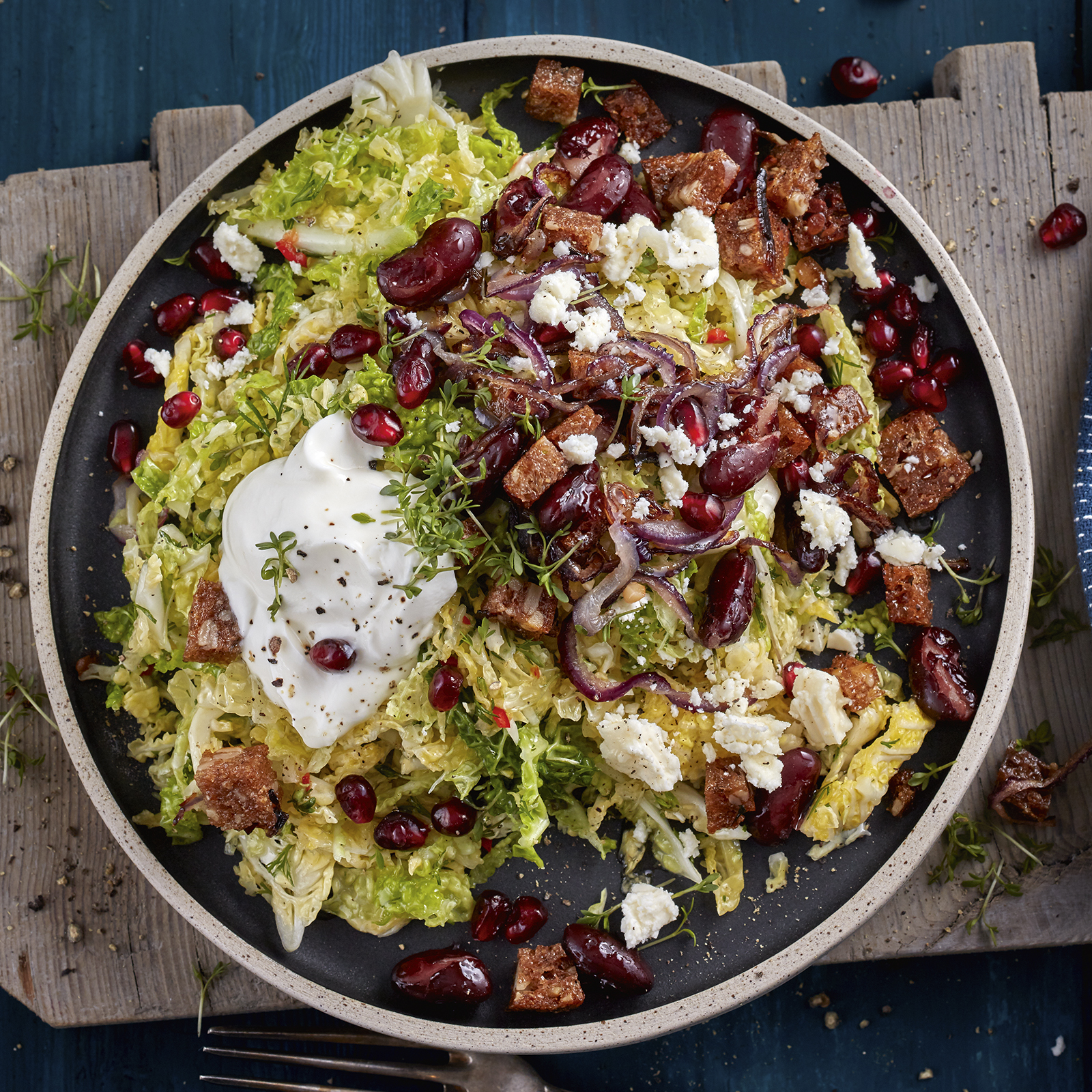 6 21 Wirsingsalat Mit Zwiebel Bohnen Brot Topping 1600x1600px