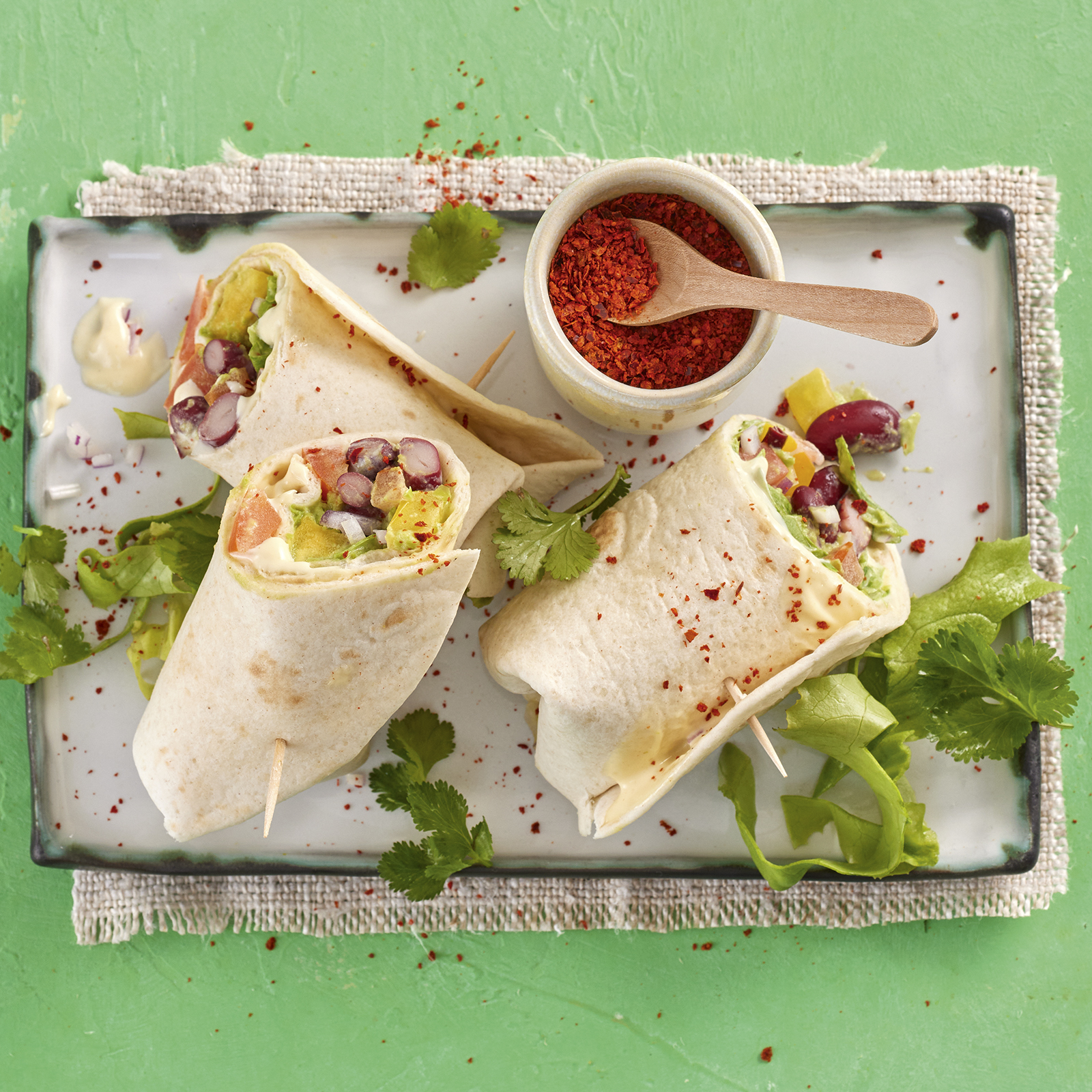 4 22 Burritos Mit Erbsenpueree Und Kidneybohnen 1600x1600px