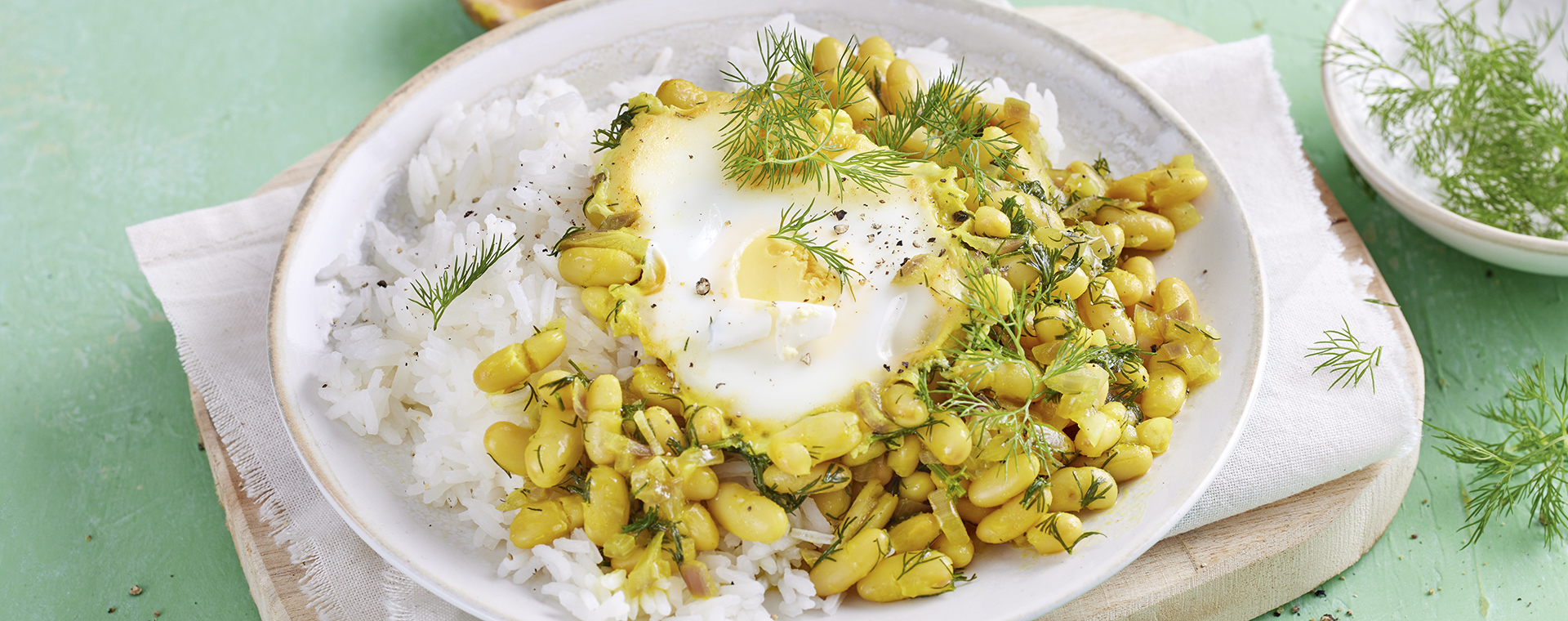 3 23 Iranische Bohnen Dill Pfanne Mit Ei Und Reis 1920x760px