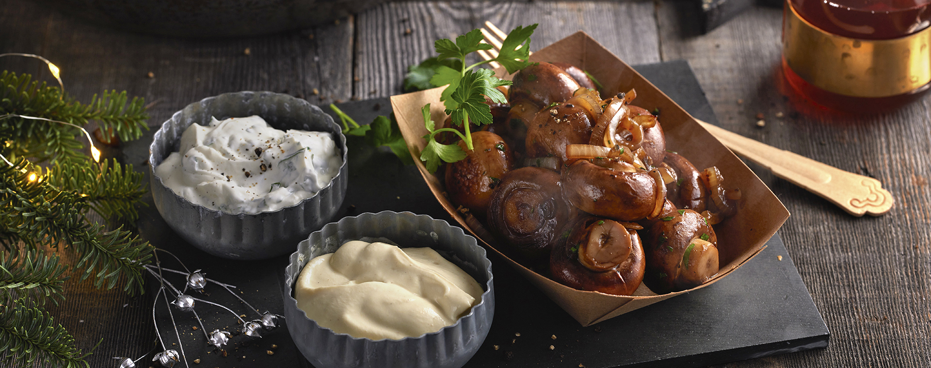 6 23 Gebratene Champignons Mit Zweierlei Dips 1920x900px