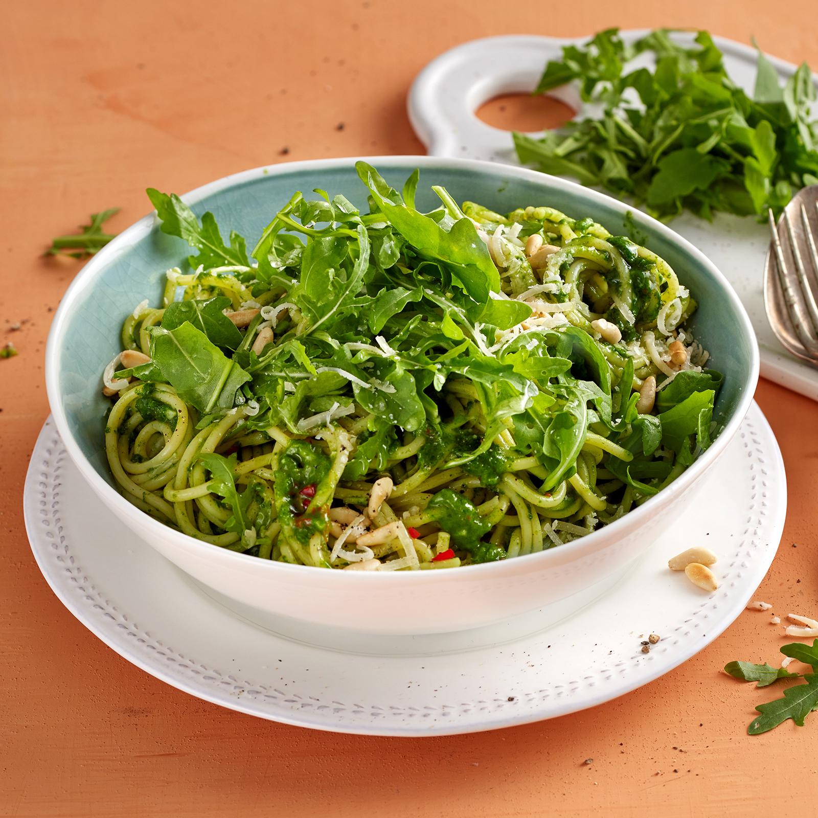 3 25 Spaghetti Mit Pikanter Rucolasosse 1600x1600px