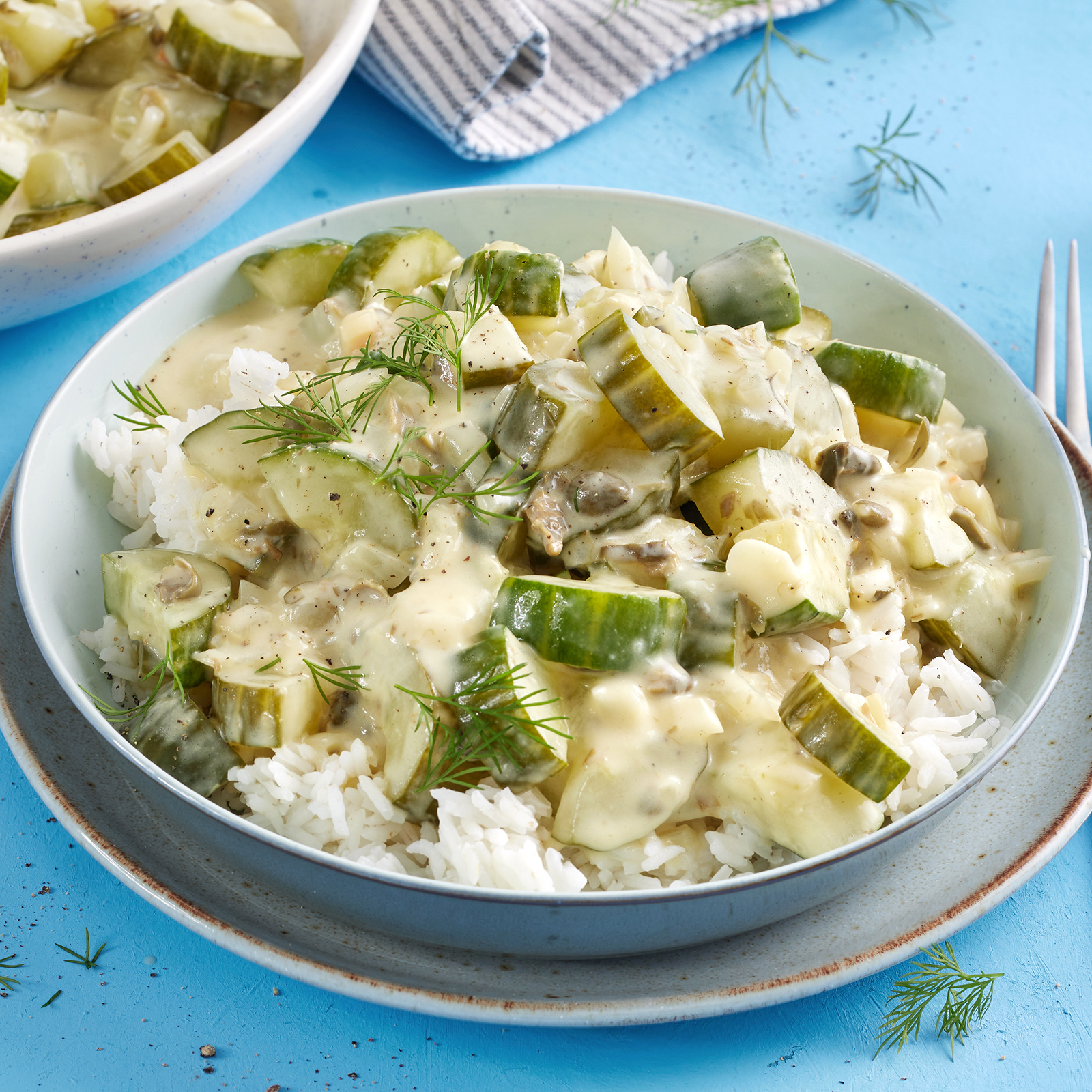 4 25 Wuerziges Gurkenragout Mit Reis 1600x1600px