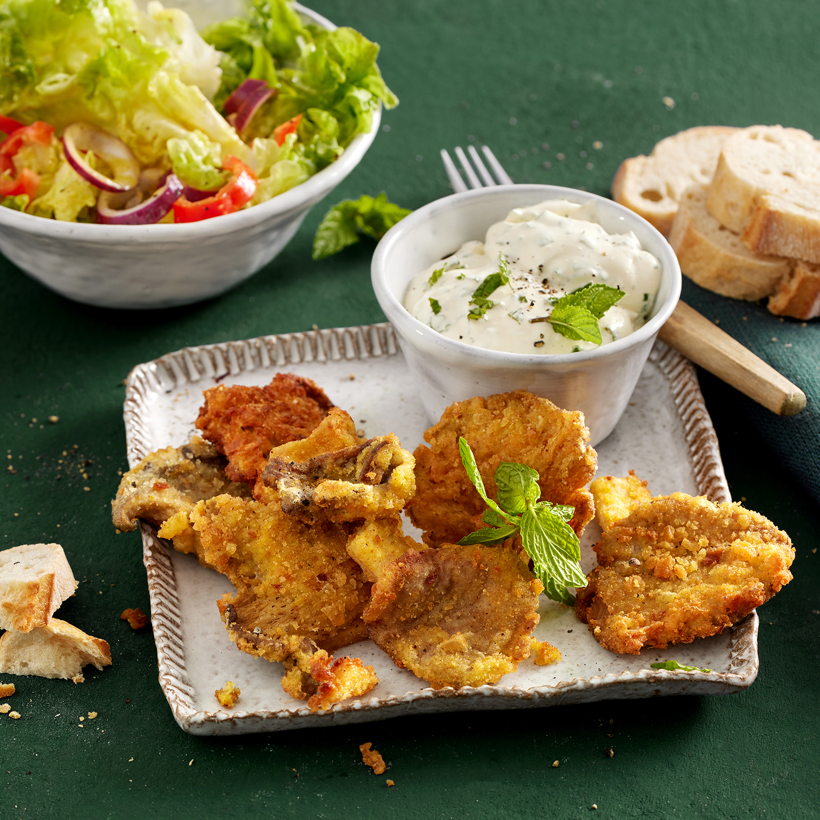 6 25 Panierte Austernpilze Mit Minzedip 1600x1600px